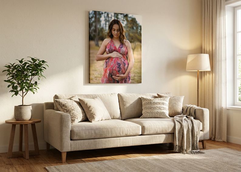 Retrato maternidad en sala