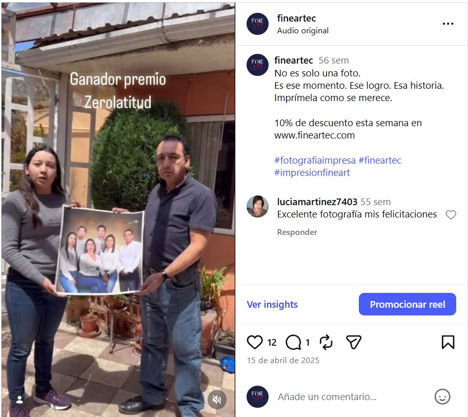 Ganador premio Zerolatitud con impresión Fine Art